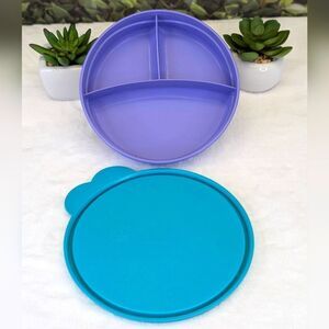 Tupperware TupperCare 2552A-2 Microwave Reheatable Divided Dish w/ 2541A-11 Lid